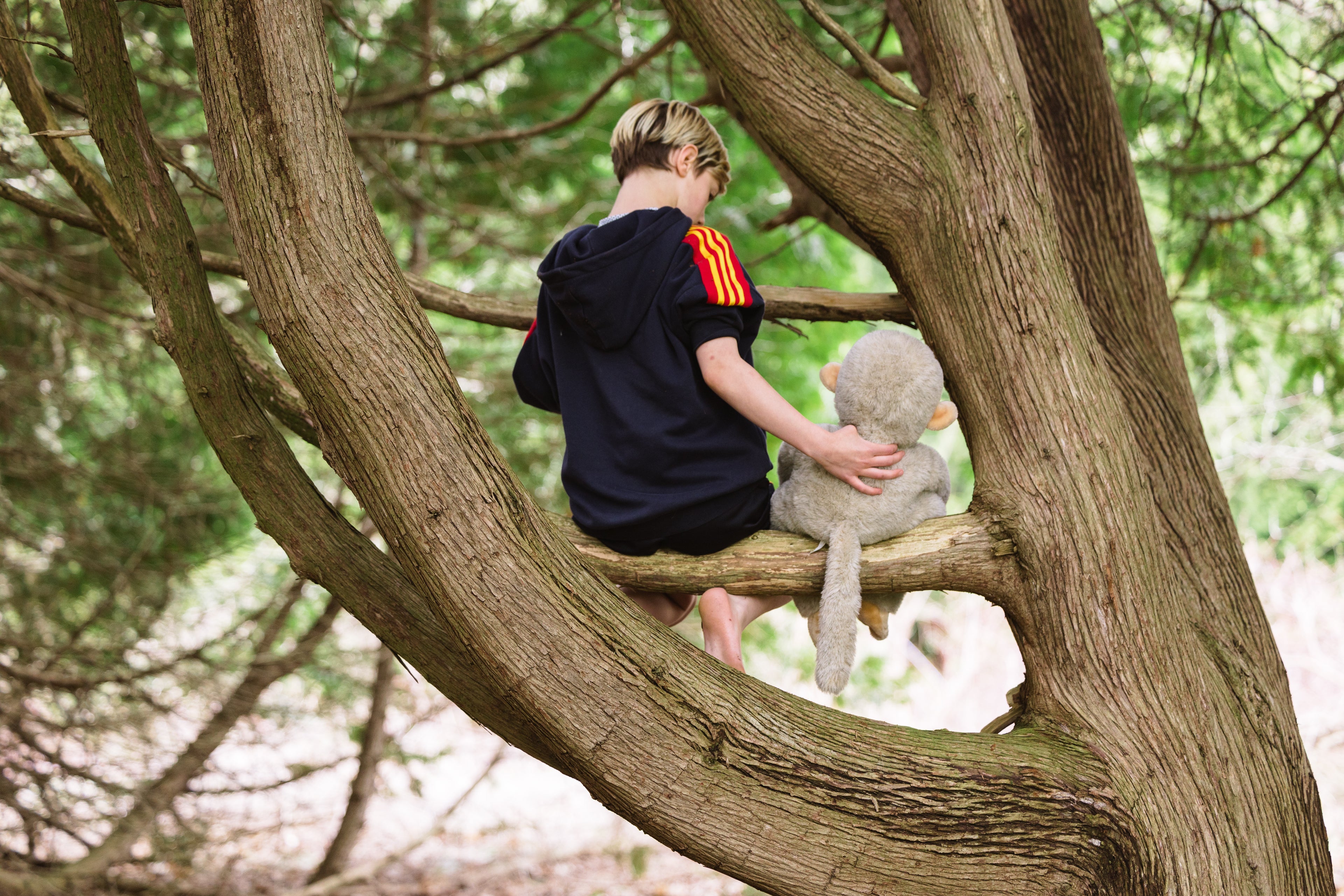 Child cuddling a rehomed stuffed animal – eco-conscious gift from Bear Hug