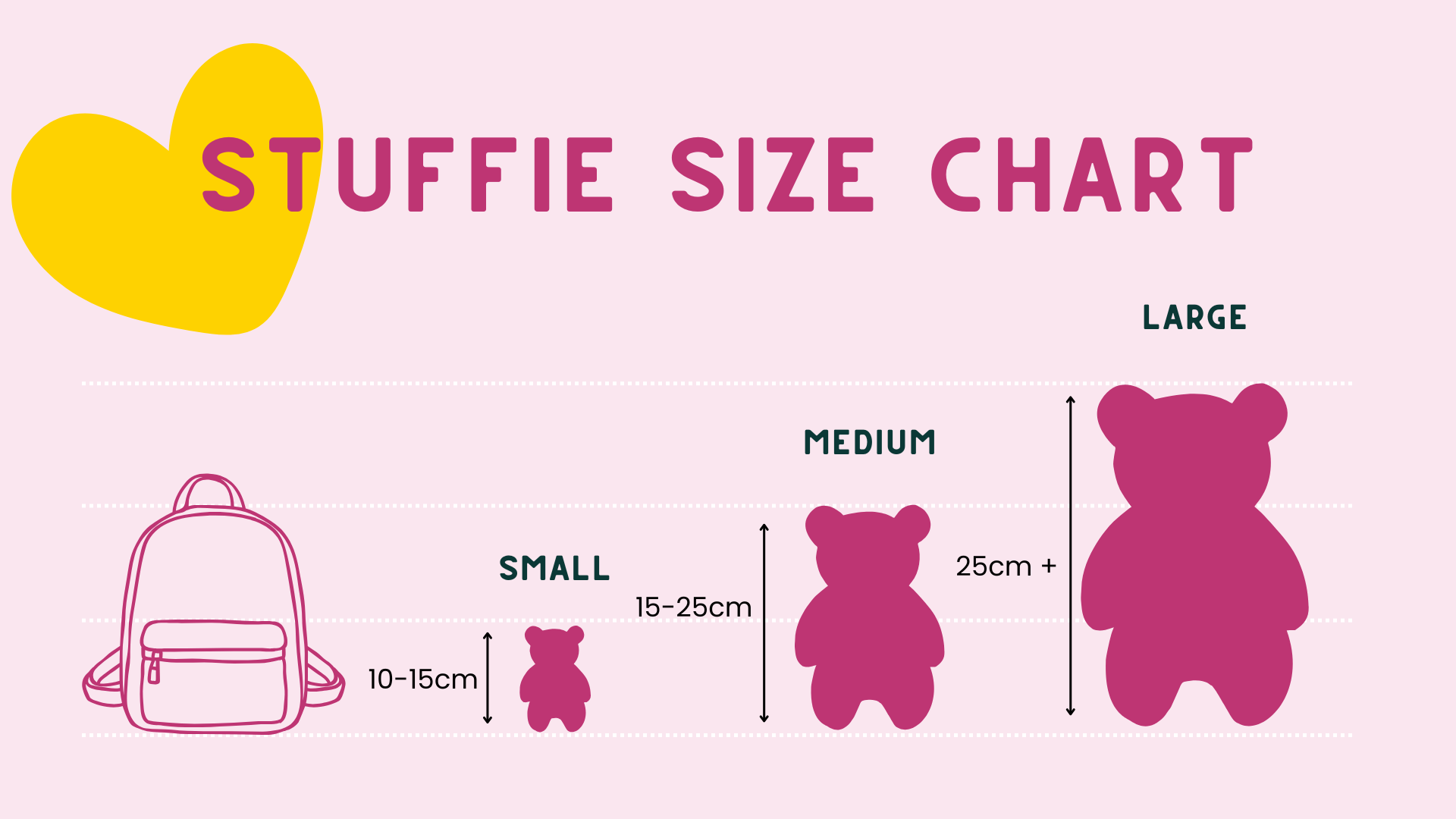 Stuffed Animal Size Chart, preloved plush toy Canada, Bear Hug Adventures Co.